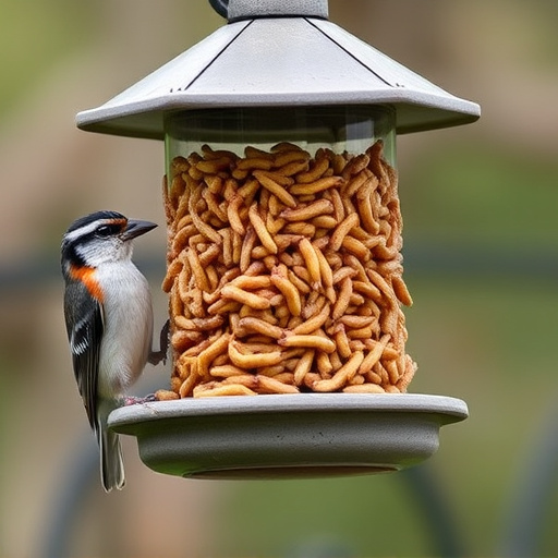 Bird feeder filled with mealworms only