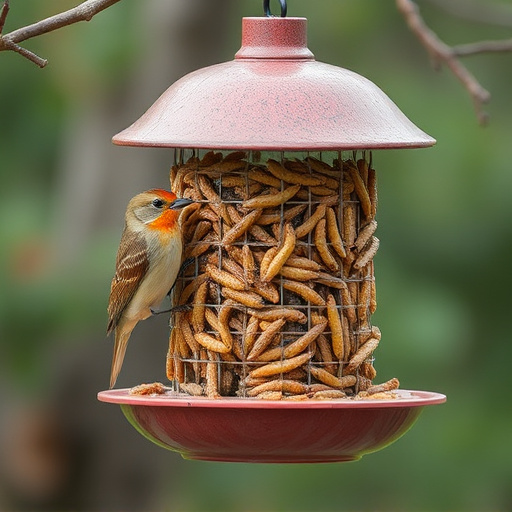 Bird feeder filled with mealworms only