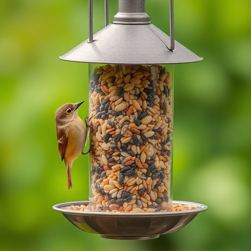 Bird feeder filled with mixed seeds