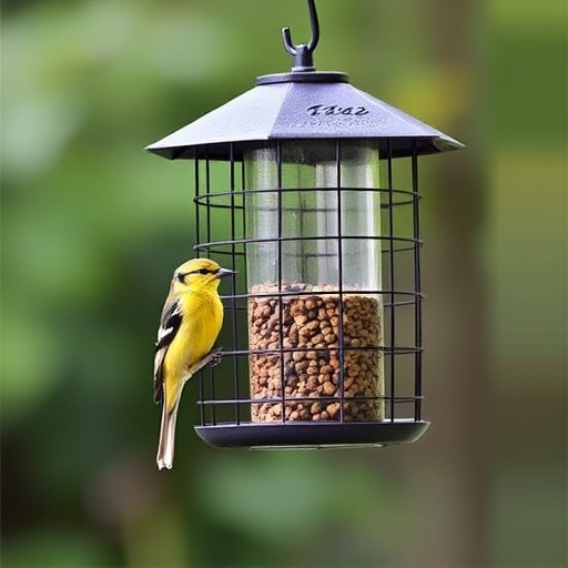 Bird feeder hanging with squirrel proof cage