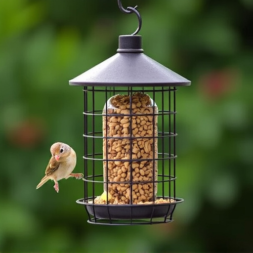 Bird feeder hanging with squirrel proof cage