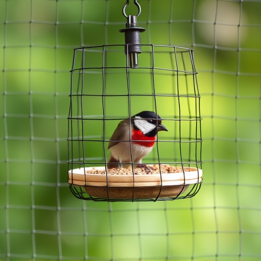 Bird feeder protected by wire mesh