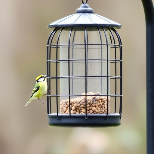 Bird feeder with protective metal cage