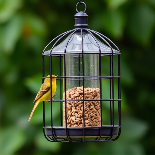 Bird feeder with protective metal cage