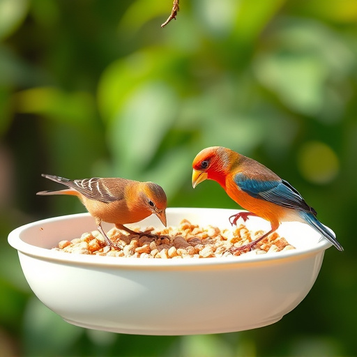 Bird feeding bowl with no wheat food
