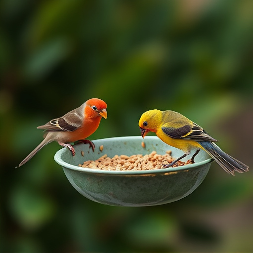 Bird feeding bowl with no wheat food
