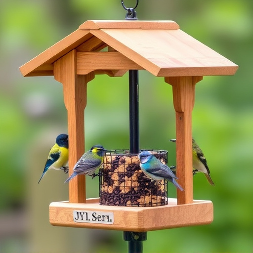 Bird feeding station with roof cover