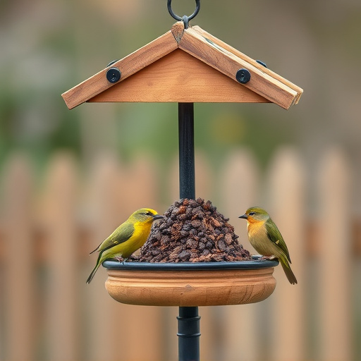 Bird feeding station with roof cover