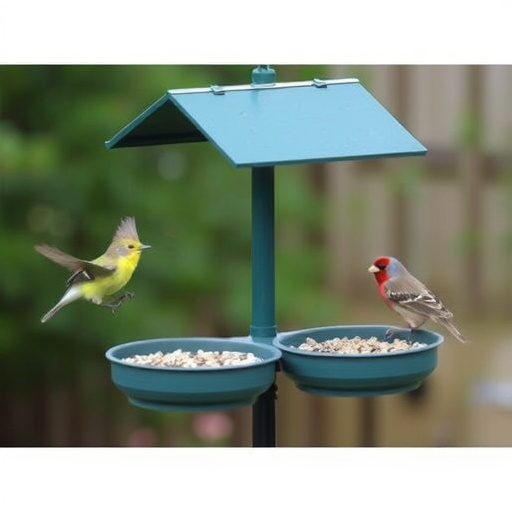 Bird feeding station with seed trays