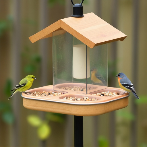 Bird feeding station with seed trays