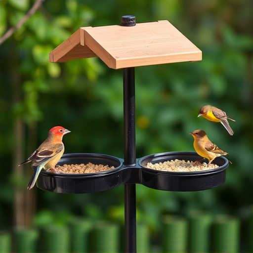 Bird feeding station with seed trays