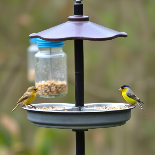 Bird feeding station with seed trays