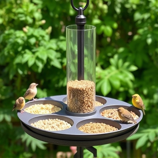 Bird feeding station with seed trays