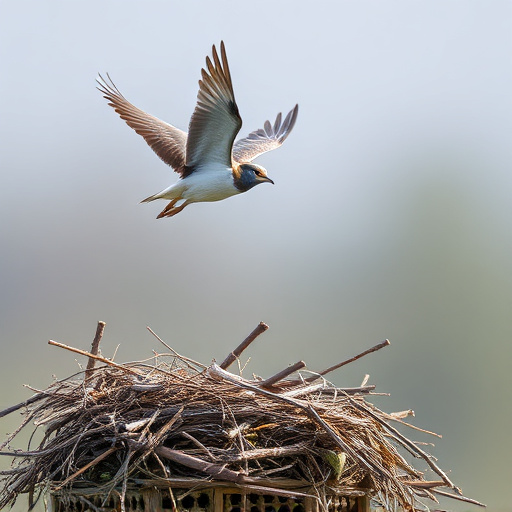 Bird flying from unused nesting spot
