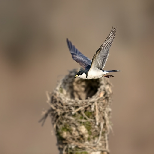 Bird flying from unused nesting spot