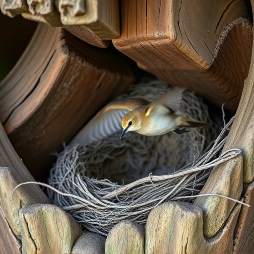 Bird flying from unused nesting spot