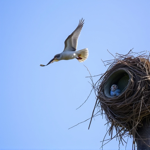 Bird flying from unused nesting spot