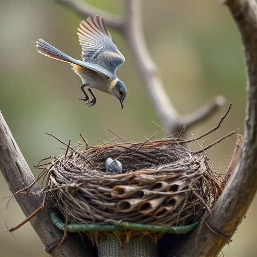 Bird flying from unused nesting spot