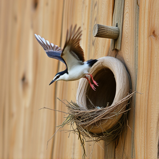 Bird flying from unused nesting spot