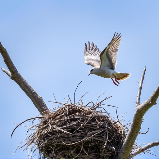 Bird flying from unused nesting spot