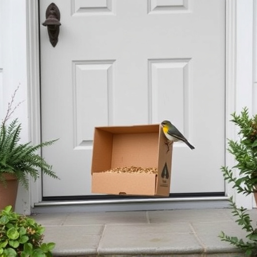 Bird food box left at front door