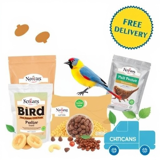 Bird food parcel with free delivery label