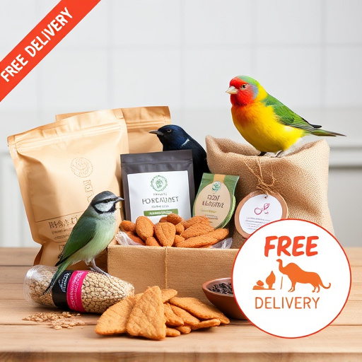 Bird food parcel with free delivery label