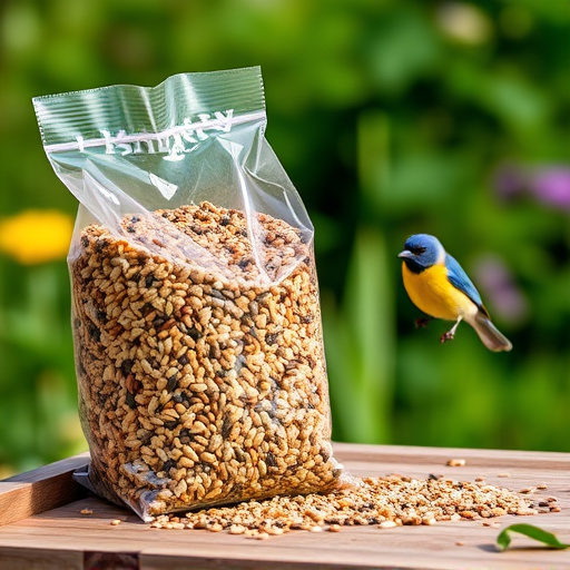 Bird seed bulk packaging outdoors