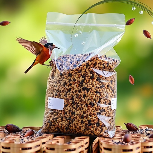 Bird seed bulk packaging outdoors