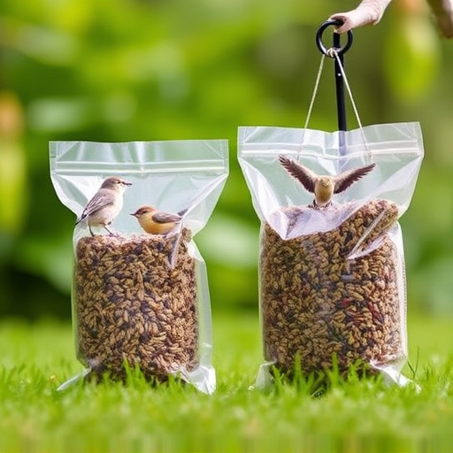 Bird seed bulk packaging outdoors