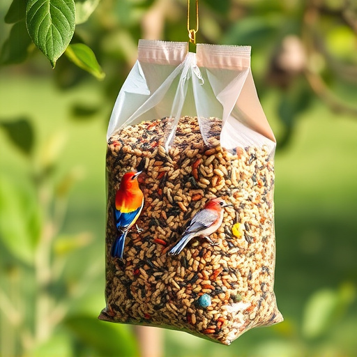 Bird seed bulk packaging outdoors