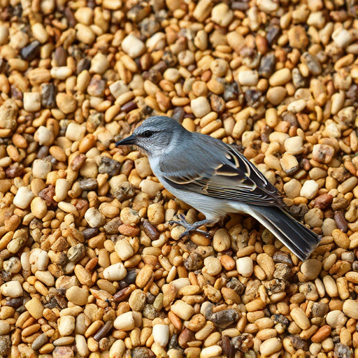 Bird seed pile with natural textures