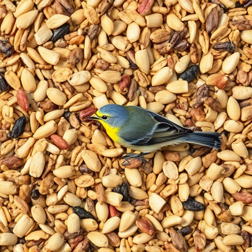 Bird seed pile with natural textures