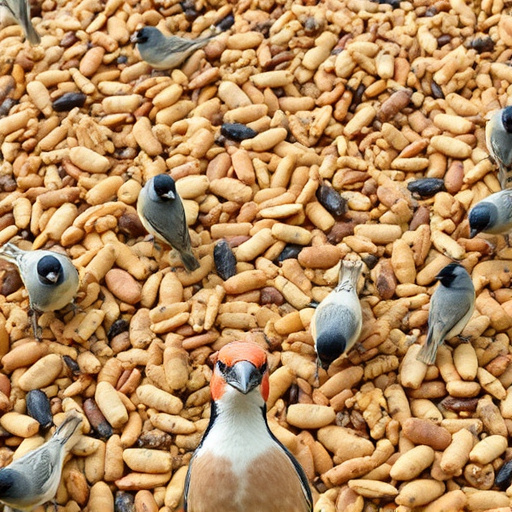 Bird seed pile with natural textures