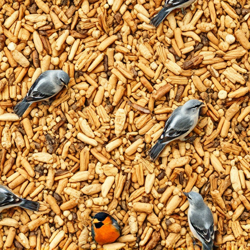 Bird seed pile with natural textures