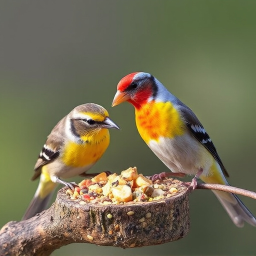 Birds enjoying high-energy suet food