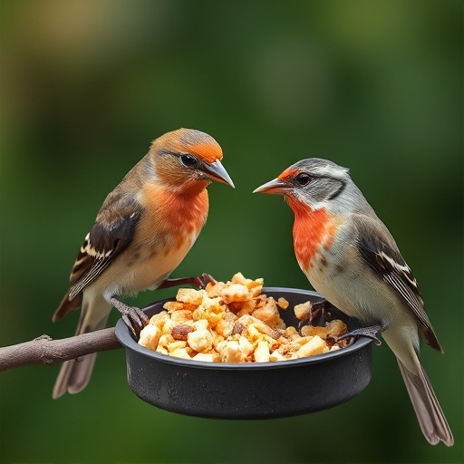 Birds enjoying high-energy suet food