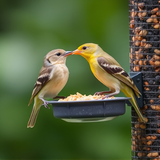 Birds enjoying high-energy suet food