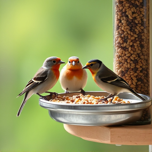 Birds enjoying seeds by window feeder