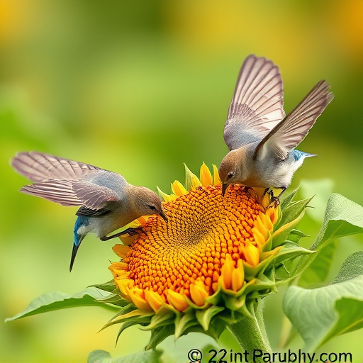 Birds feeding on sunflower hearts