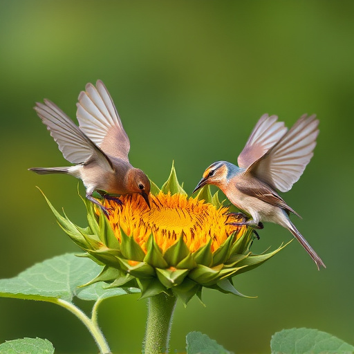 Birds feeding on sunflower hearts