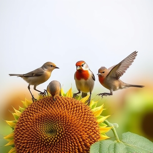 Birds feeding on sunflower hearts