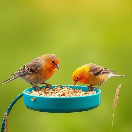 Birds feeding on wheat-free mix