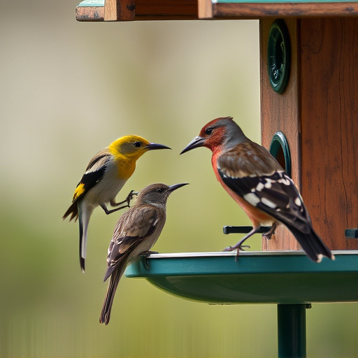 Birds pecking at restricted feeder ports