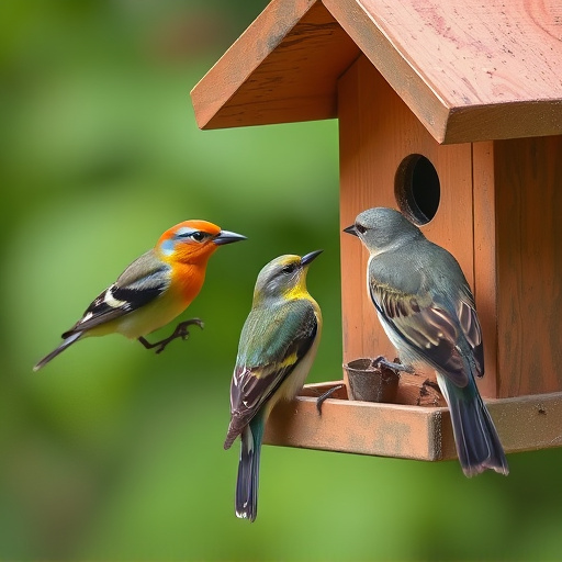 Birds pecking at restricted feeder ports