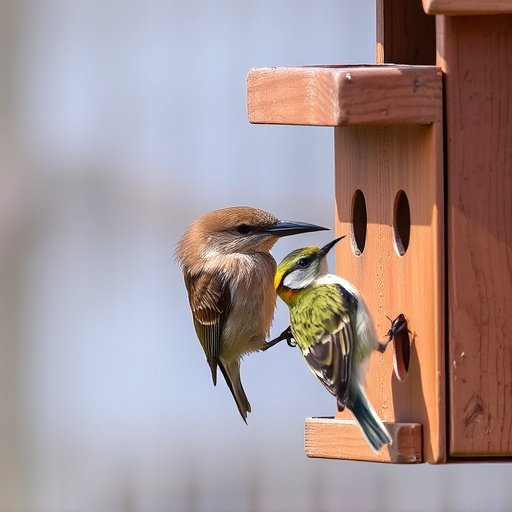 Birds pecking at restricted feeder ports
