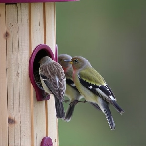 Birds pecking at restricted feeder ports