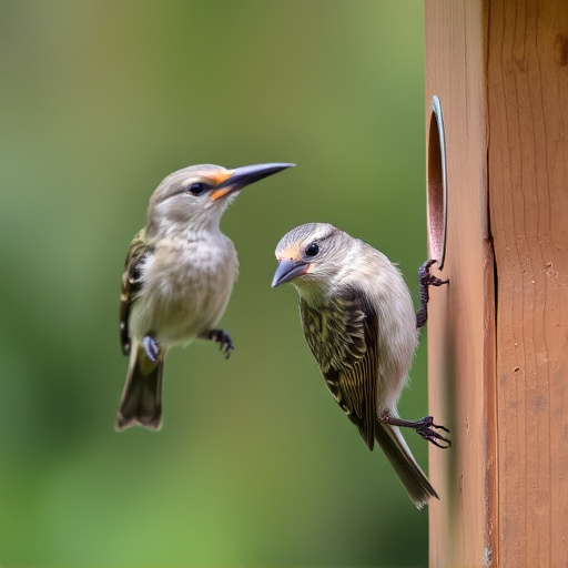 Birds pecking at restricted feeder ports