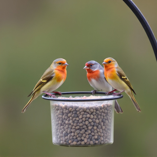 Birds perched on weatherproof feeder