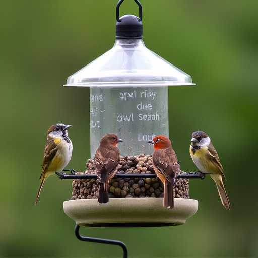 Birds perched on weatherproof feeder